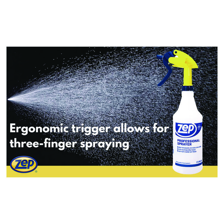 Zep Commercial Professional Spray Bottle with Trigger Sprayer, 32 oz, Clear (ZPEHDPRO36EA)