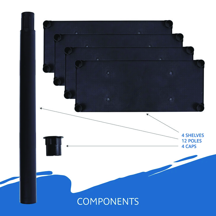 Iceberg Rough n Ready Open Storage System, Four-Shelf, Injection-Molded Polypropylene, 32w x 13d x 54h, Black (ICE20841)