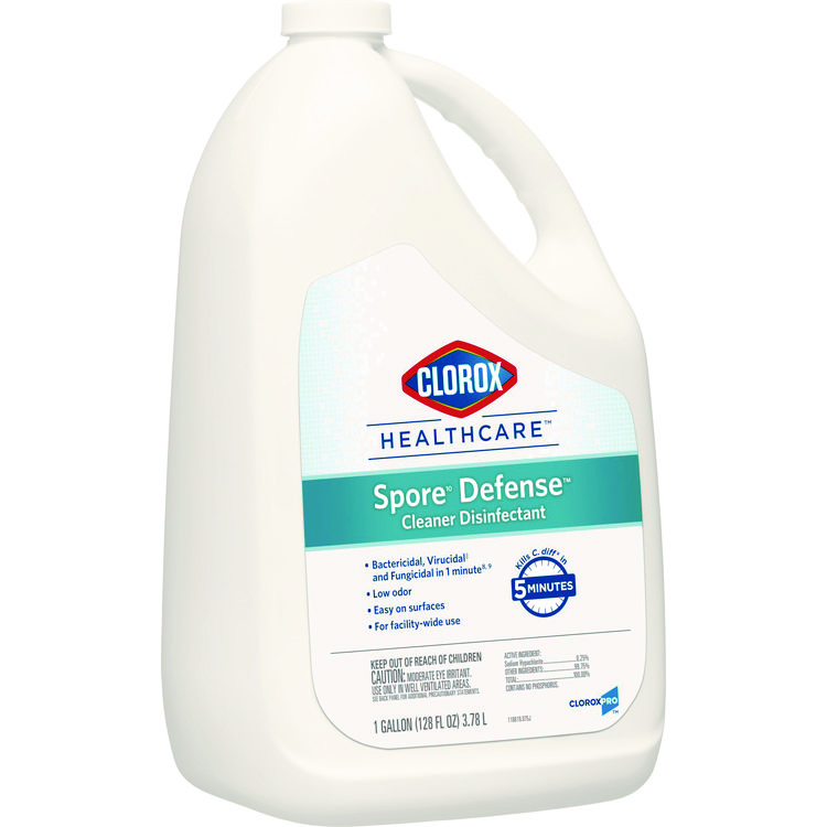Clorox Healthcare Spore Defense Cleaner Disinfectant, Open System, 1 gal Refill Bottle, 4/Carton (CLO32409)
