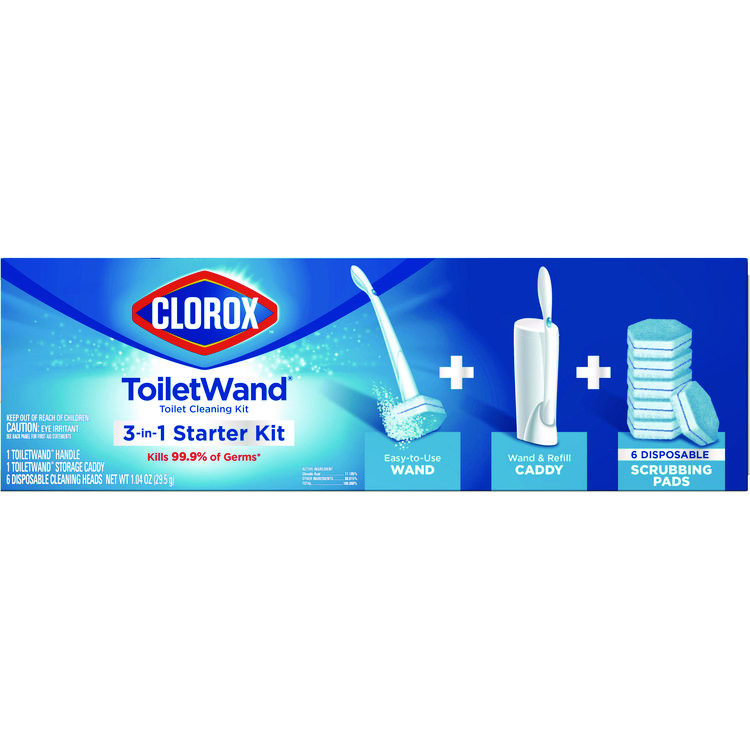 Clorox ToiletWand Disposable Toilet Cleaning System: Handle, Caddy and Refills, White, 6/Carton (CLO03191CT)