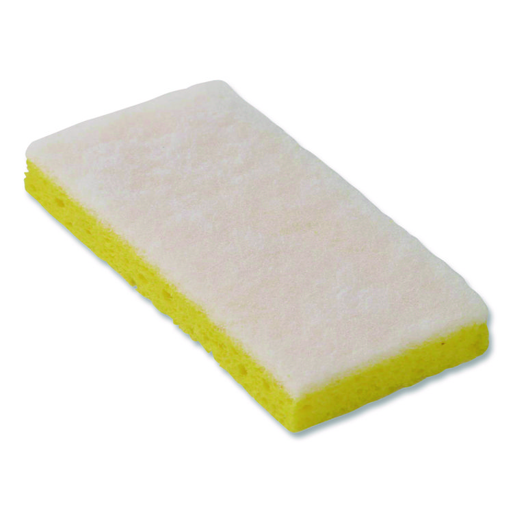 Americo Resort Cut Scrub Sponge, Light Duty, 6.25 x 3.18, White/Yellow, 40/Carton (AMF551026)