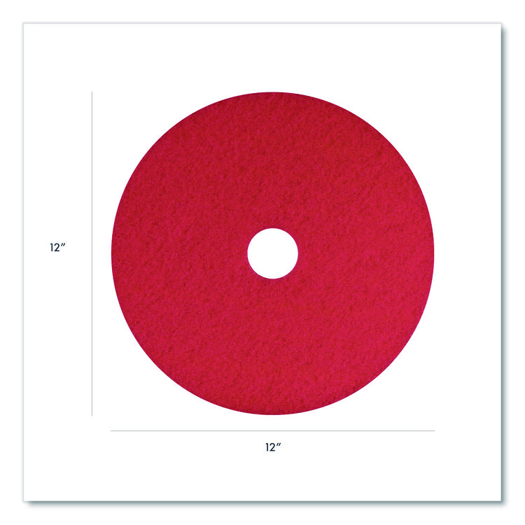 Americo Buffing Pads, 12" Diameter, Red, 5/Carton (AMF404412)