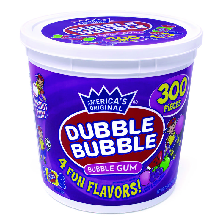 Dubble Bubble Bubble Gum Assorted Flavor Twist Tub, 300 Pieces/Tub, 1 Tub/Carton (GRR22000223)