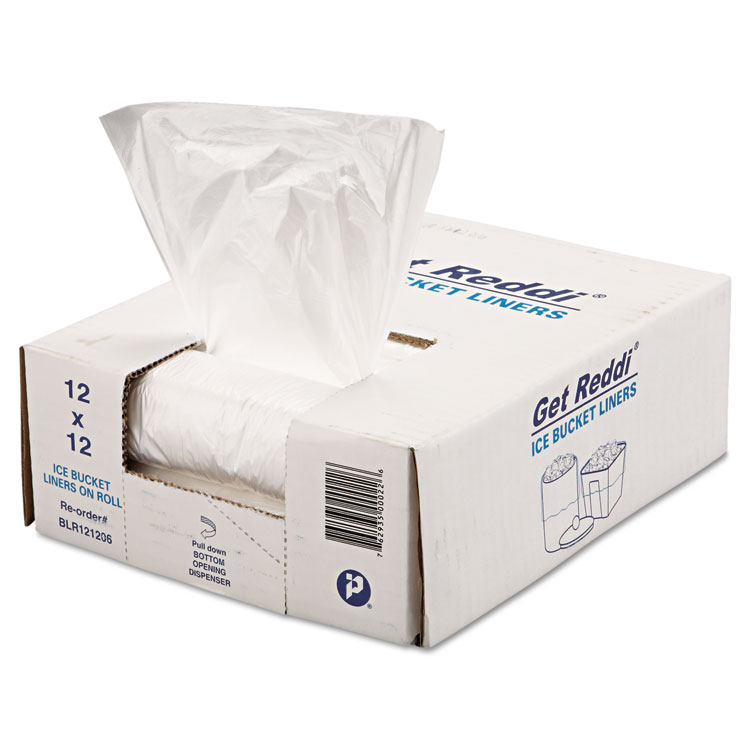 Inteplast Group Ice Bucket Liner Bags, 96 oz, 12" x 12", Clear, 1,000/Carton (IBSBLR121206)