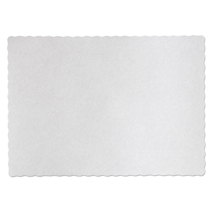 Hoffmaster Knurl Embossed Scalloped Edge Placemats, 9.5 x 13.5, White, 1,000/Carton (HFMPM32052)