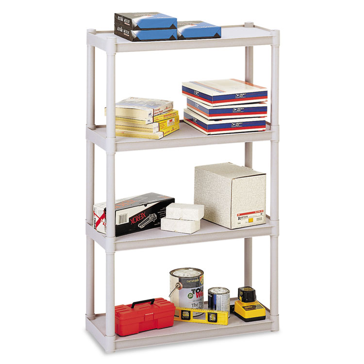 Iceberg Rough n Ready Open Storage System, Four-Shelf, Injection-Molded Polypropylene, 32w x 13d x 54h, Platinum (ICE20843)