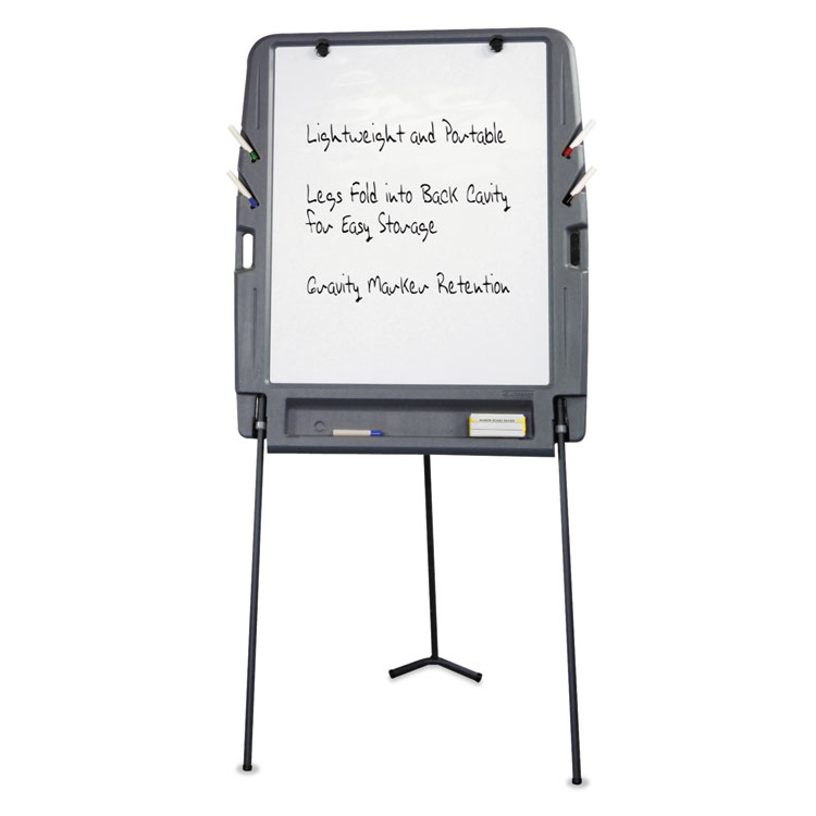 Iceberg Ingenuity Portable Flipchart Easel with Dry Erase Surface, 35 x 30, 73" Tall Easel, Charcoal Polyethylene Frame (ICE30227)