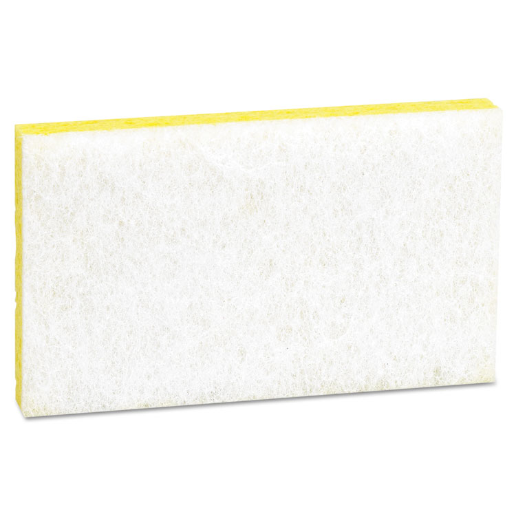 Scotch-Brite Light-Duty Scrubbing Sponge, #63, 3.6 x 6.1, 0.7" Thick, Yellow/White, 20/Carton (MMM08251)
