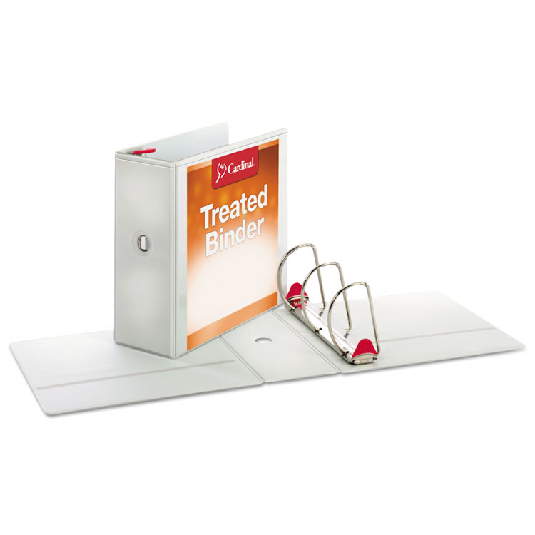 Cardinal Treated ClearVue Locking Slant-D Ring Binder, 3 Rings, 5" Capacity, 11 x 8.5, White (CRD32150)