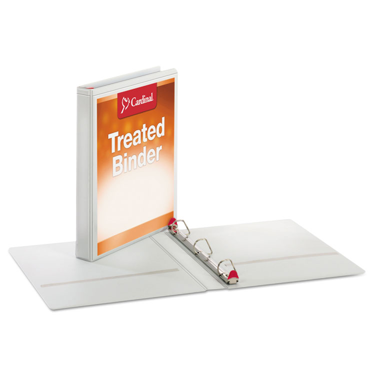 Cardinal Treated ClearVue Locking Slant-D Ring Binder, 3 Rings, 1" Capacity, 11 x 8.5, White (CRD32100)