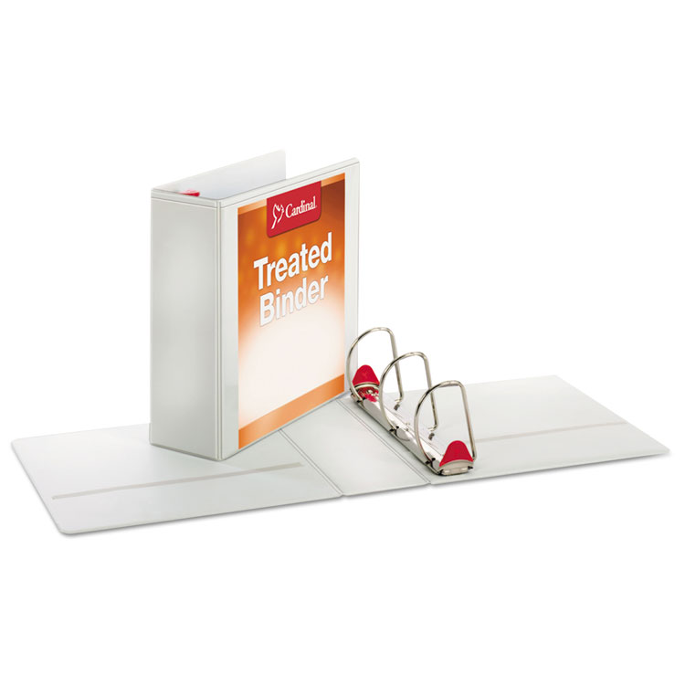 Cardinal Treated ClearVue Locking Slant-D Ring Binder, 3 Rings, 4" Capacity, 11 x 8.5, White (CRD32140)