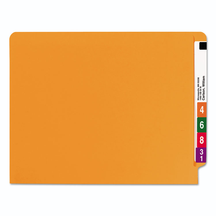 Master Shelf-Master Reinforced End Tab Colored Folders, Straight Tabs, Letter Size, 0.75" Expansion, Orange, 100/Box (SMD25510)