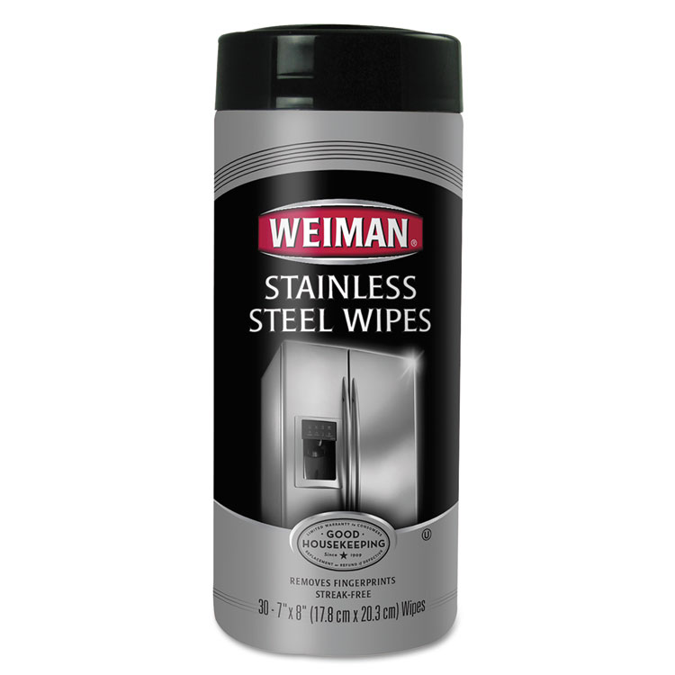 WEIMAN Stainless Steel Wipes, 1-Ply, 7 x 8, White, 30/Canister, 4 Canisters/Carton (WMN92CT)