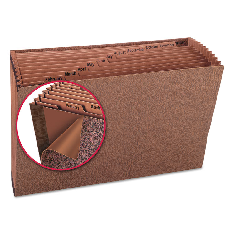 Smead TUFF Expanding Open-Top Stadium File, 12 Sections, 1/12-Cut Tabs, Legal Size, Redrope (SMD70490)