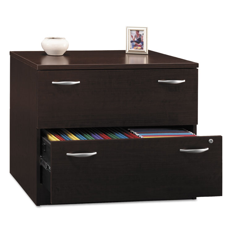 Bush Series C Assembled Lateral File, 2 Legal/Letter/A4/A5-Size File Drawer, Hansen Cherry/Graphite Gray, 35.75 x 23.38 x 29.88 (BSHWC12954SU)