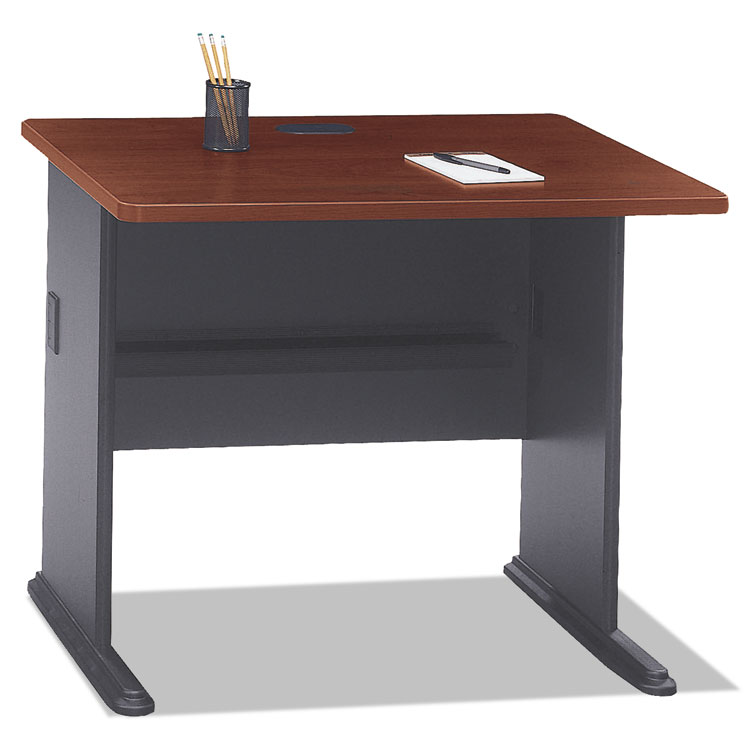 Bush Series A Collection Workstation Desk, 35.63" x 26.88" x 29.88", Hansen Cherry/Galaxy (BSHWC90436A)