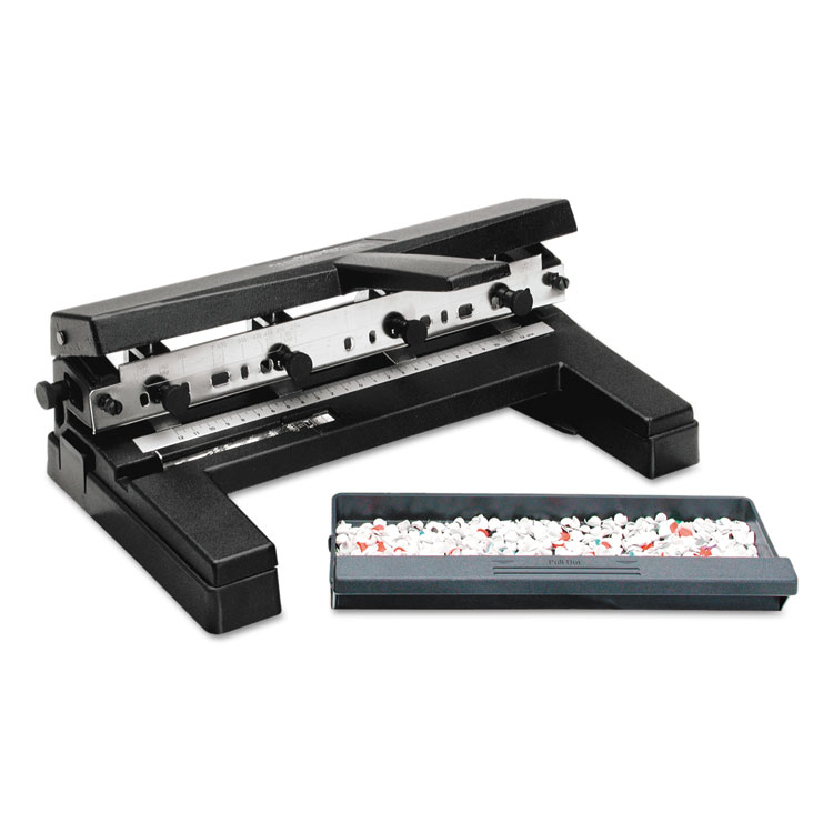 Swingline 40-Sheet Heavy-Duty Two- to Four-Hole Adjustable Heavy-Duty Paper Punch, 9/32" Holes, Black (SWI74450)