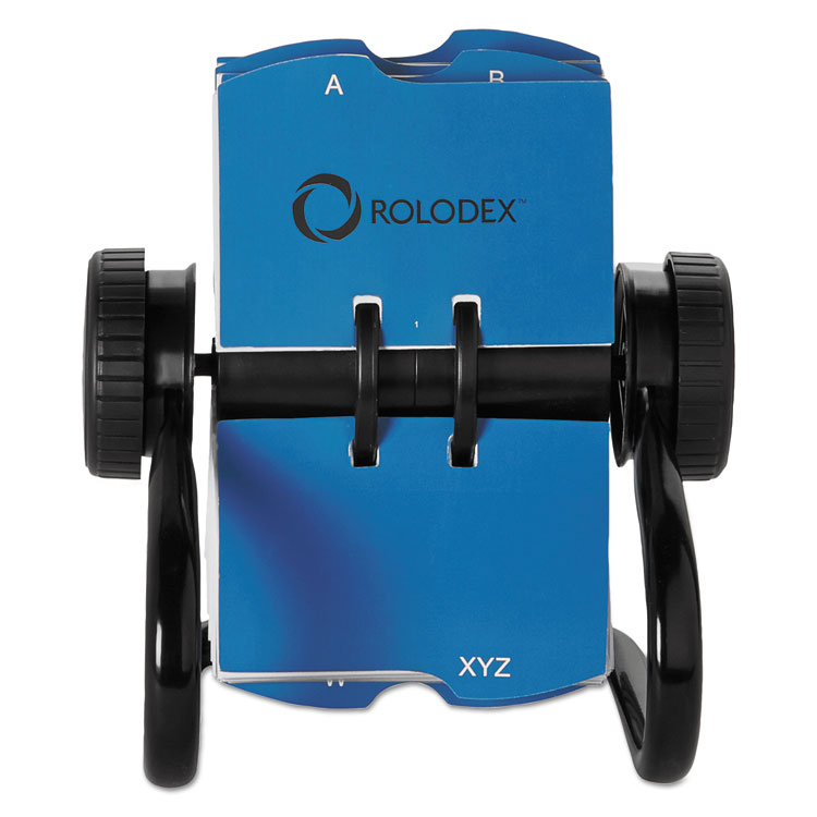 Rolodex Open Rotary Business Card File with 24 Guides, Holds 400 2.63 x 4 Cards, 6.5 x 5.61 x 5.08, Metal, Black (ROL67236)