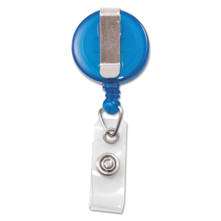 Advantus Translucent Retractable ID Card Reel, 30" Extension, Blue, 12/Pack (AVT75472)