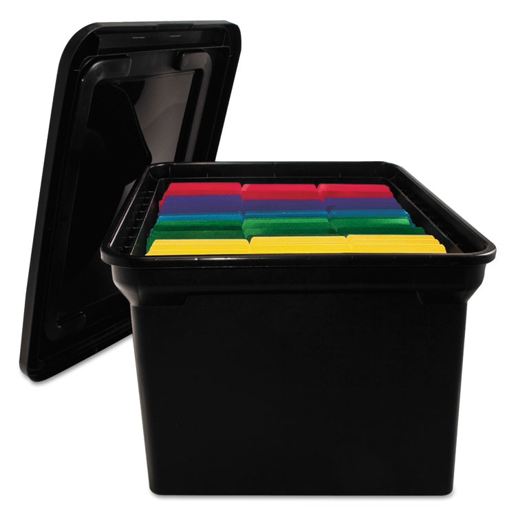 Advantus File Tote with Lid, Letter/Legal Files, 14.25" x 18" x 10.88", Black (AVT34052)