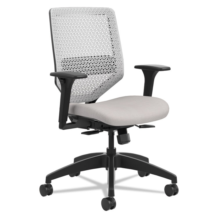 HON Solve Series ReActiv Back Task Chair, Supports Up to 300 lb, 18" to 23" Seat Height, Sterling Seat, Titanium Back, Black Base (HONSVR1AILC19TK)
