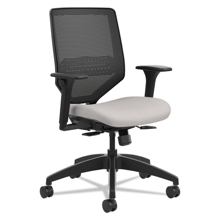 HON Solve Series Mesh Back Task Chair, Supports Up to 300 lb, 16" to 22" Seat Height, Sterling Seat, Black Back/Base (HONSVM1ALC19TK)