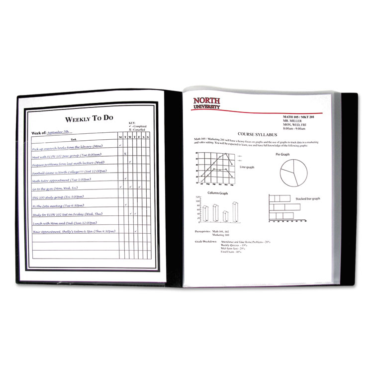 C-Line Bound Sheet Protector Presentation Book, 12 Letter-Size Sleeves, Black (CLI33120)