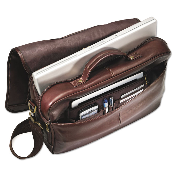 Samsonite Leather Flapover Case, Fits Devices Up to 15.6", Leather, 16 x 6 x 13, Brown (SML457981139)