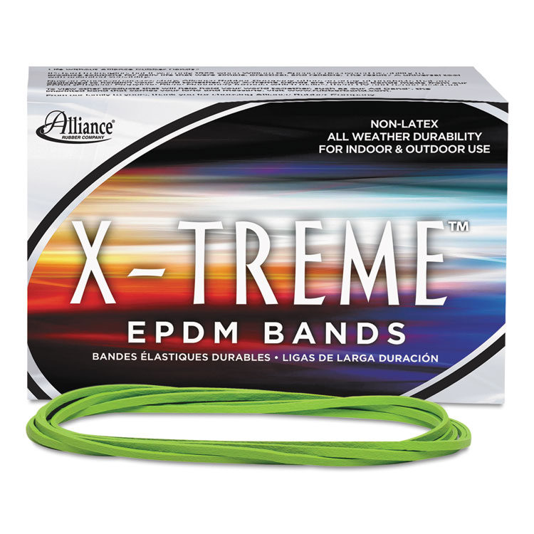 Alliance X-Treme Rubber Bands, Size 117B, 0.08" Gauge, Lime Green, 1 lb Box, 200/Box (ALL02005)
