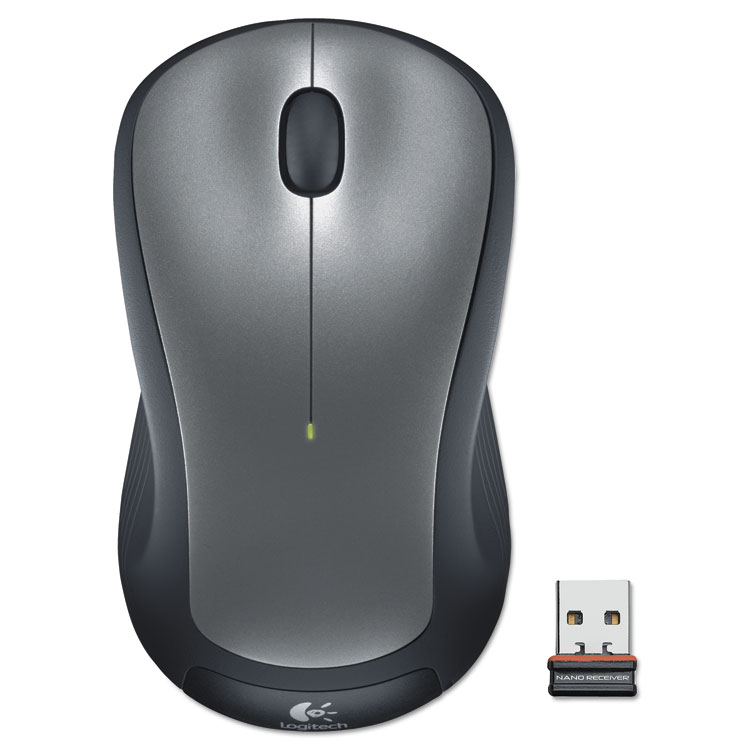 Logitech M310 Wireless Mouse, 2.4 GHz Frequency/30 ft Wireless Range, Left/Right Hand Use, Silver/Black (LOG910001675)