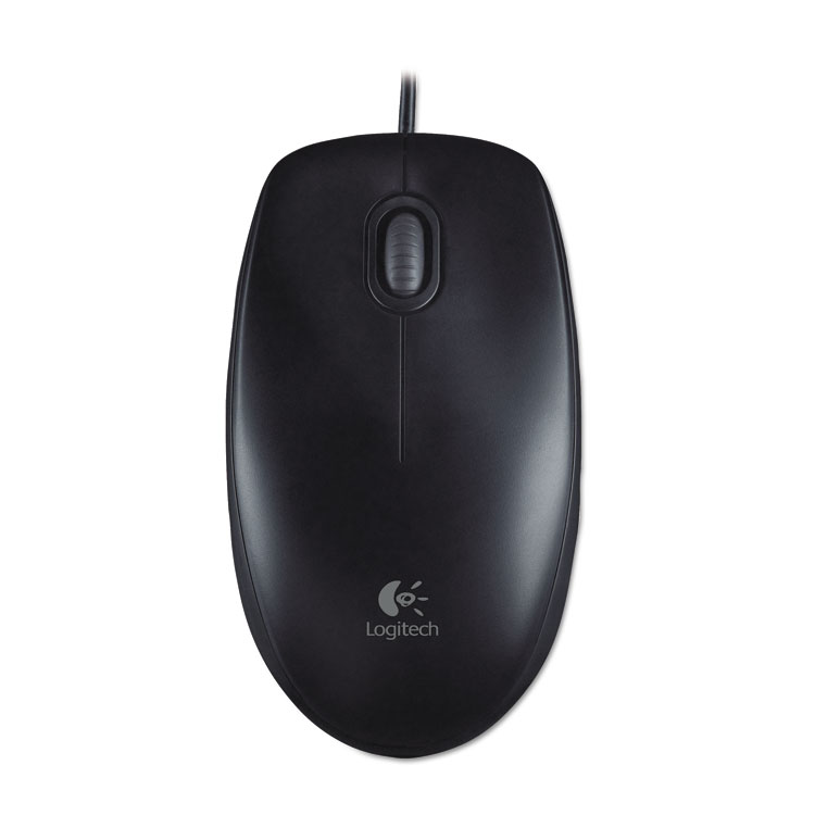 Logitech B100 Optical USB Mouse, USB 2.0, Left/Right Hand Use, Black (LOG910001439)
