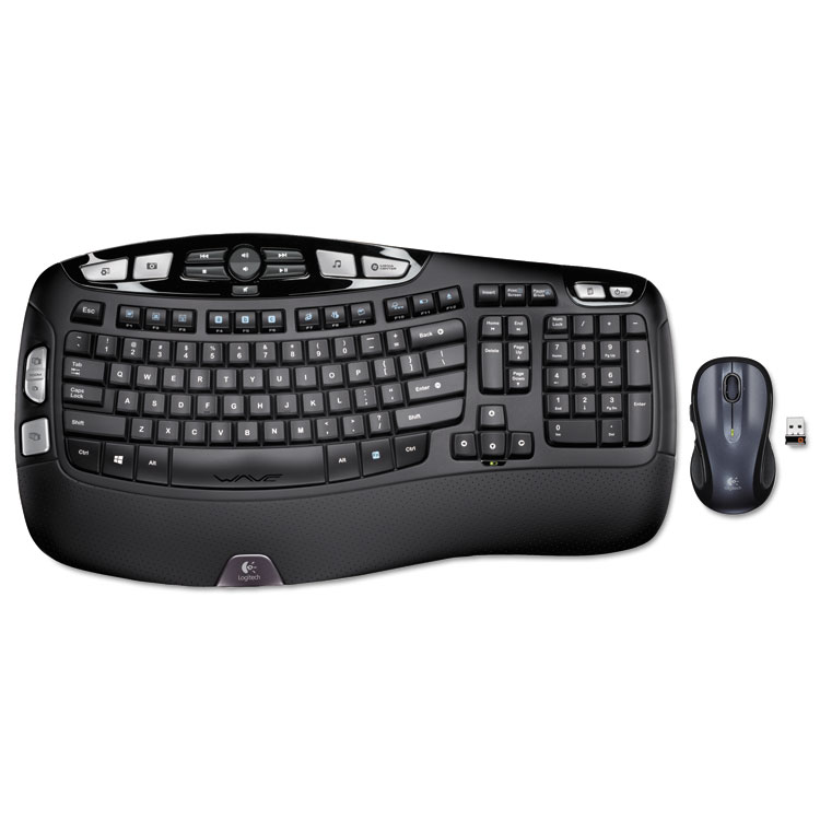 Logitech MK550 Wireless Wave Keyboard + Mouse Combo, 2.4 GHz Frequency/30 ft Wireless Range, Black (LOG920002555)