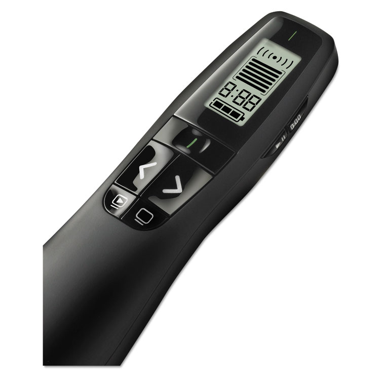 Logitech R800 Wireless Laser Presentation Remote w/LCD Display, Class 2, 100 ft Range, Matte Black (LOG910001350)