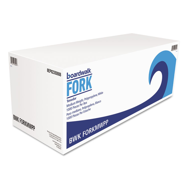 Boardwalk Mediumweight Polypropylene Cutlery, Fork, White, 1000/Carton (BWKFORKMWPP)