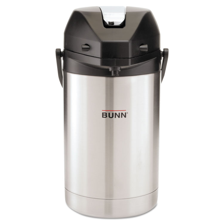 BUNN 2.5 Liter Lever Action Airpot, Stainless Steel/Black (BUNAIRPOT25)