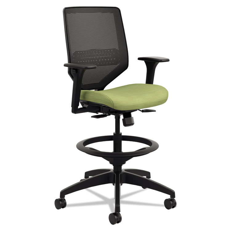 HON Solve Series Mesh Back Task Stool, Supports Up to 300 lb, 23" to 33" Seat Height, Meadow Seat/Back, Black Base (HONSVSM1ALC82T)