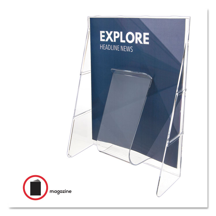 deflecto Stand-Tall Wall-Mount Literature Rack, Magazine, 9.13w x 3.25d x 11.88h, Clear (DEF55501)