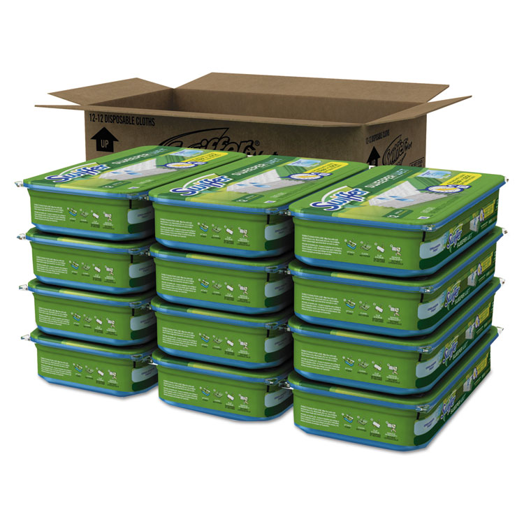 Swiffer Wet Refill Cloths, 10 x 8, Open Window Fresh, Cloth, White, 12/Tub (PGC03515PK)