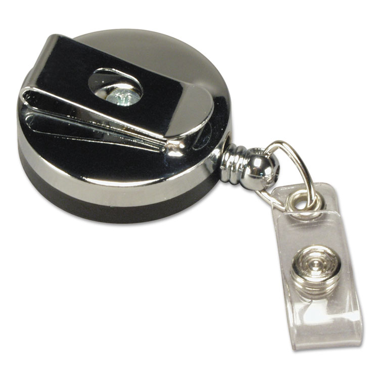 SICURIX Heavy Duty ID Card Reel, 30" Extension, Black/Chrome (BAU68814)