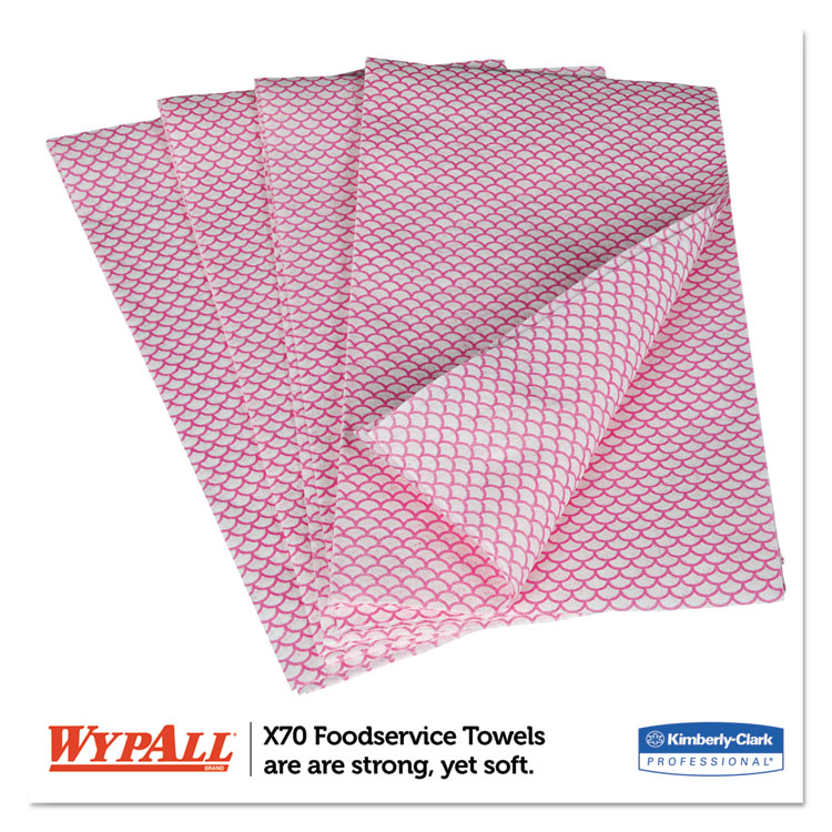 All X70 Wipers, 1-Ply, 12.5 x 23.2, Red, 300/Carton (KCC06354)