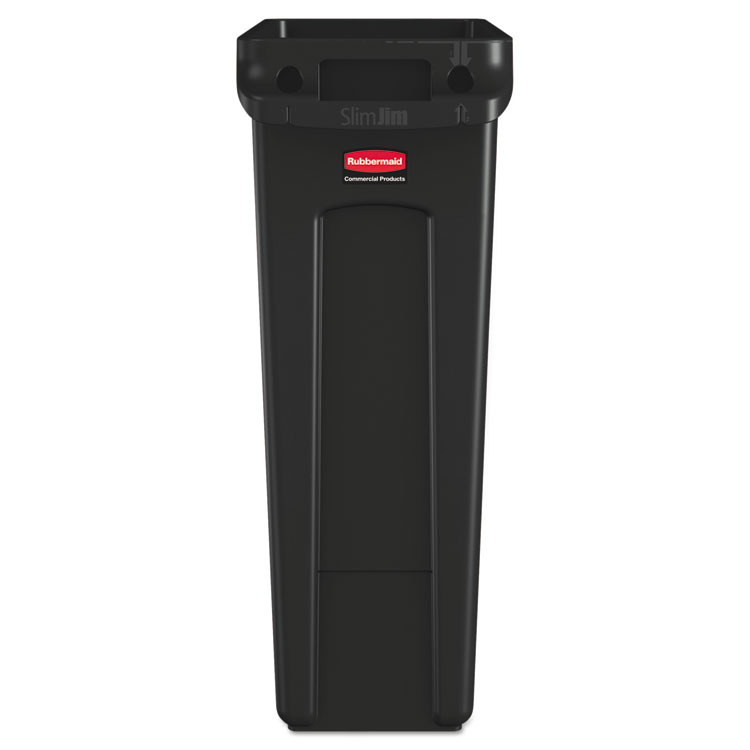 Slim Jim Slim Jim with Venting Channels, 23 gal, Plastic, Black (RCP354060BK)