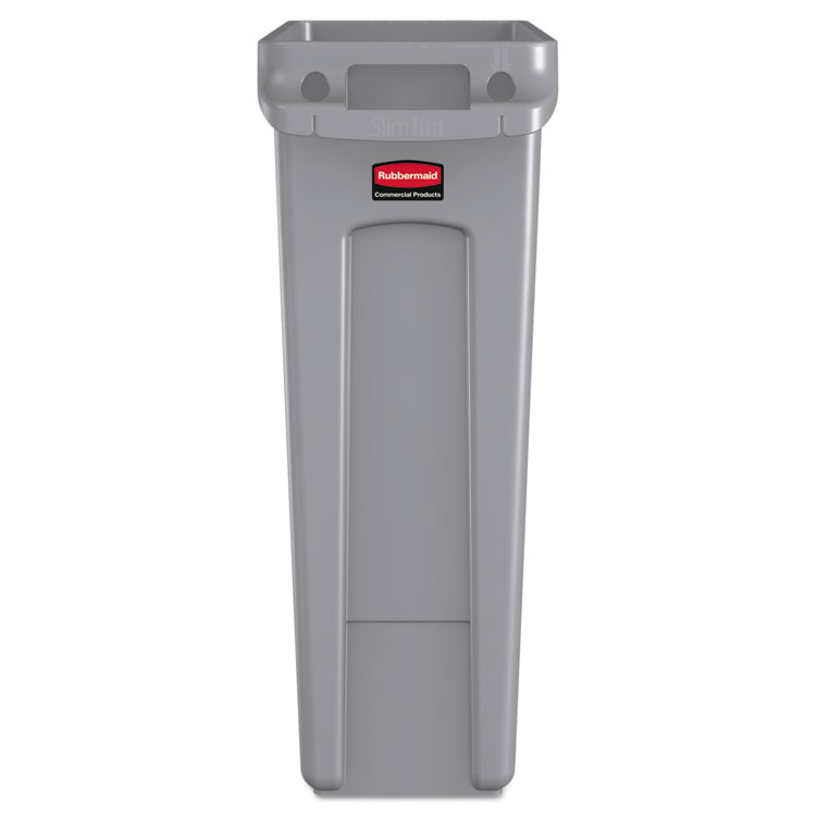 Slim Jim Slim Jim with Venting Channels, 23 gal, Plastic, Gray (RCP354060GY)