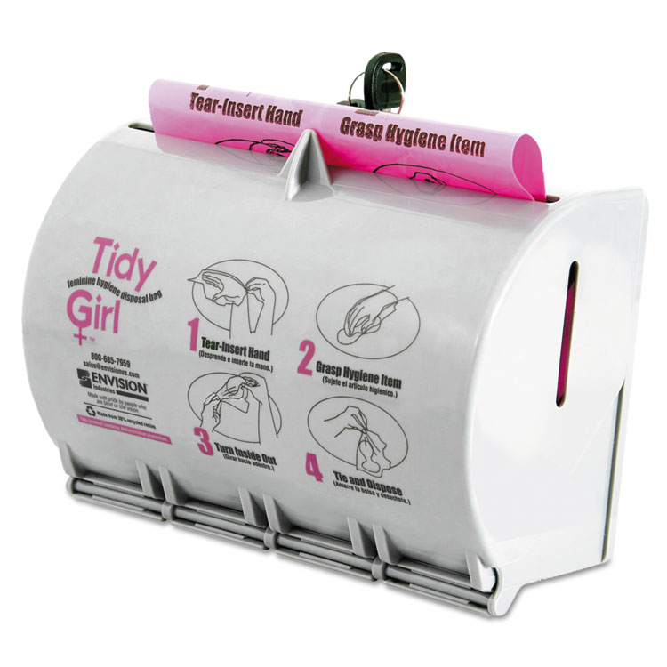 Tidy Girl Plastic Feminine Hygiene Disposal Bag Dispenser, Gray (STOTGUDPV2)