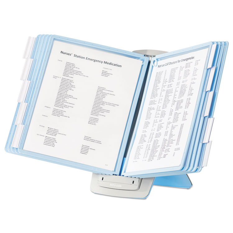 Durable SHERPA Style Desk-Mount Reference System, 10 Panel, 20 Sheet Capacity, Blue/Gray (DBL594406)