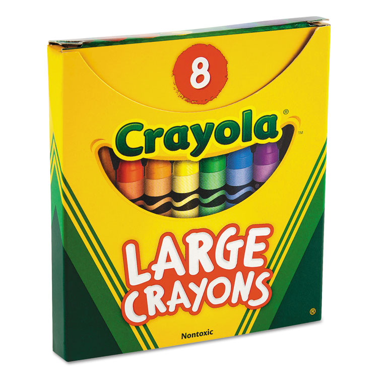 Crayola Large Crayons, Tuck Box, 8 Colors/Box (CYO520080)