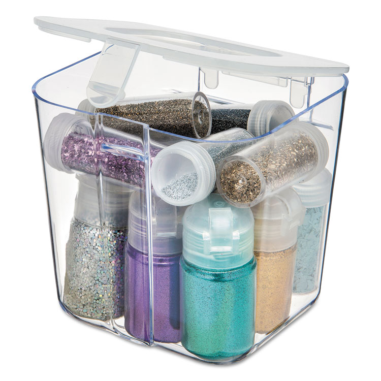 deflecto Stackable Caddy Organizer, Small, Plastic, 4.33 x 4 x 4.38, White (DEF29101CR)