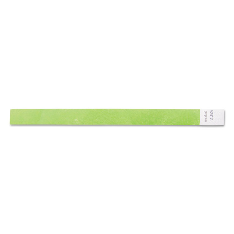 SICURIX Security Wristbands, Sequentially Numbered, 10" x 0.75", Green, 100/Pack (BAU85060)