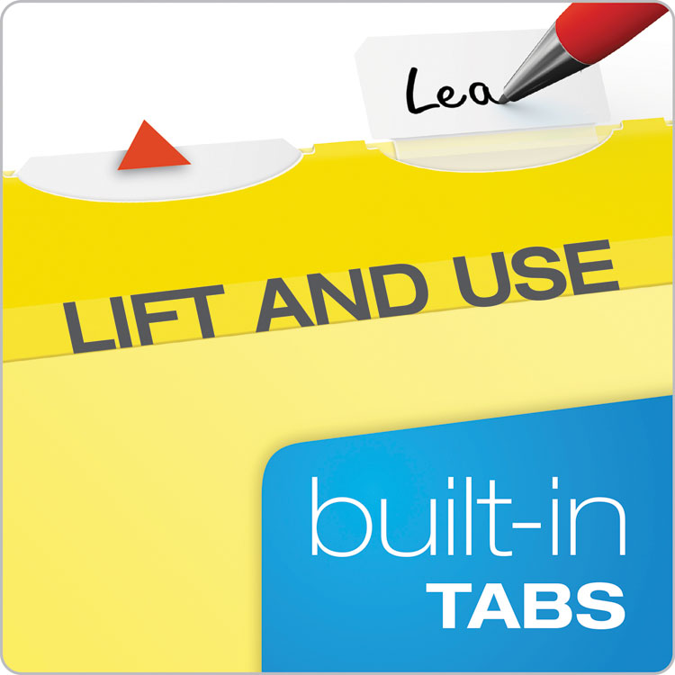 Pendaflex Ready-Tab Colored Reinforced Hanging Folders, Letter Size, 1/5-Cut Tabs, Yellow, 25/Box (PFX42624)