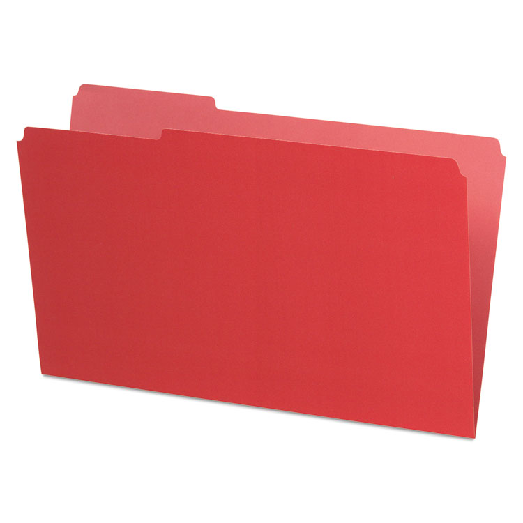 Pendaflex Interior File Folders, 1/3-Cut Tabs: Assorted, Legal Size, Red, 100/Box (PFX435013RED)