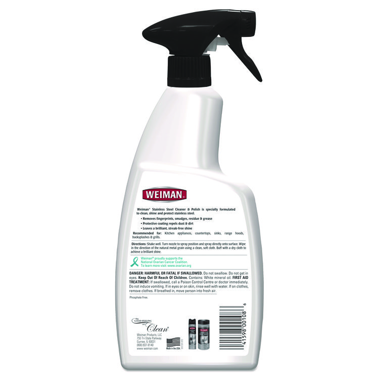 WEIMAN Stainless Steel Cleaner and Polish, Floral Scent, 22 oz Trigger Spray Bottle (WMN108EA)
